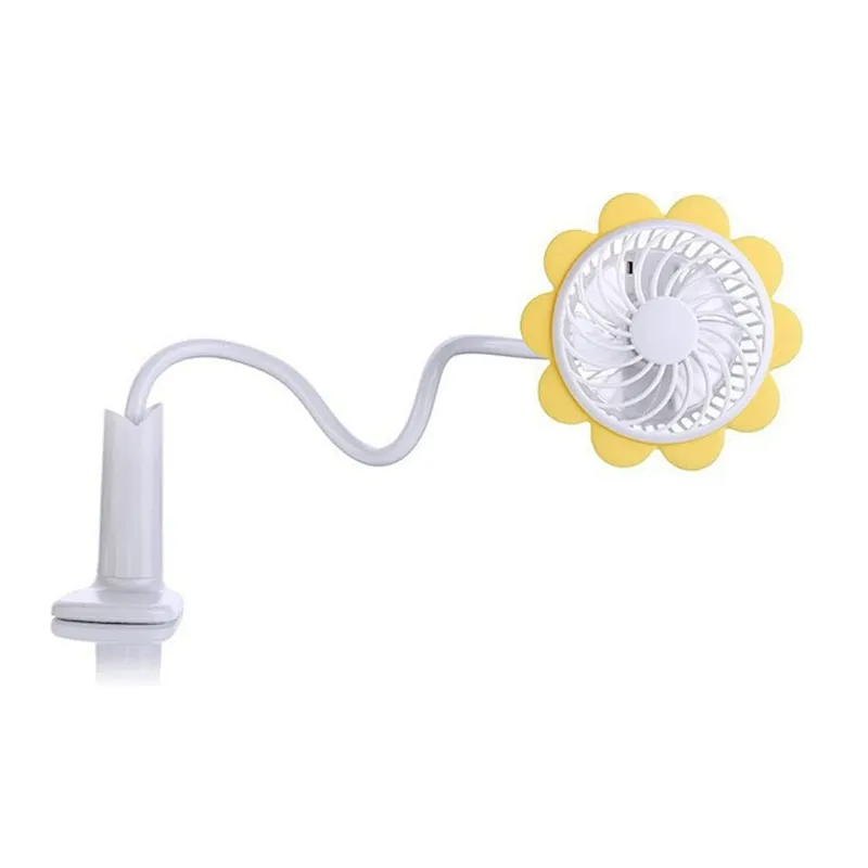 360 Degree Rotation Creative Sunflower Clip Fan USB Charging Mini Fan Work Study Bedside Desktop Fan