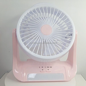 Low price small cartoon dc usb rechargeable high speed table fan with led light