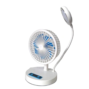 2022 1200mAh lithium battery usb charging 7 inch small adjustable pc standing table fan with desk led light