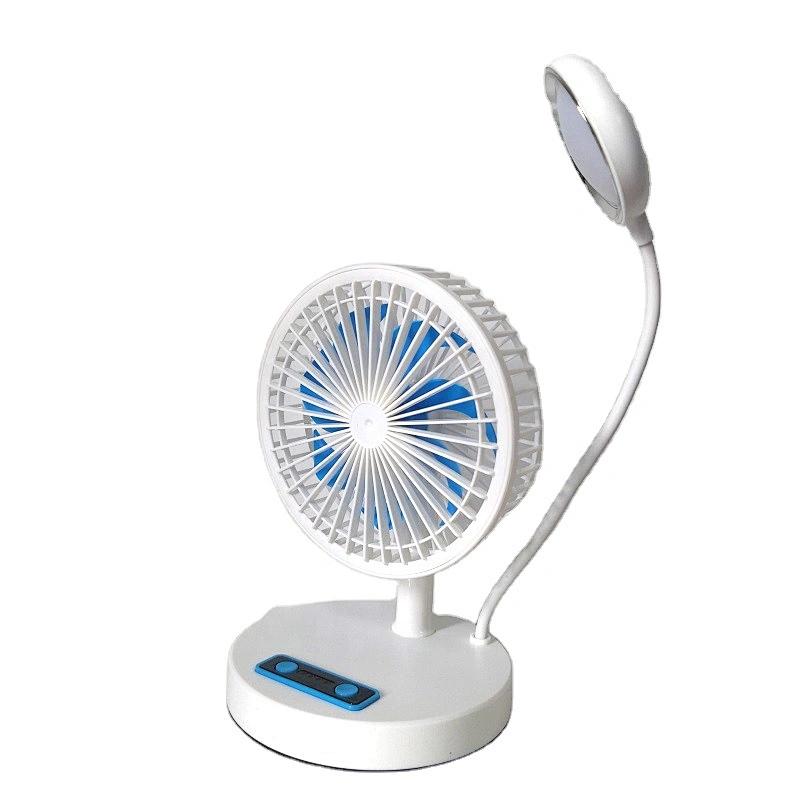 2022 1200mAh lithium battery usb charging 7 inch small adjustable pc standing table fan with desk led light