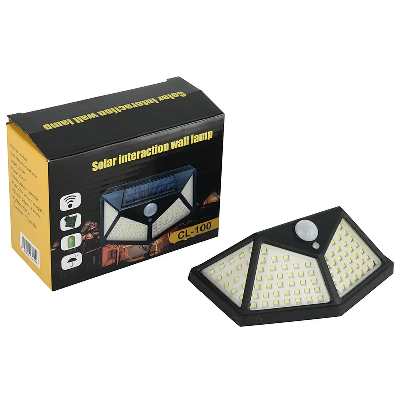 100 LED Solar Light IPR Motion Sensor Wall Light Outdoor Lighting Waterproof Garden Solar Lamp Yard Security Lamp