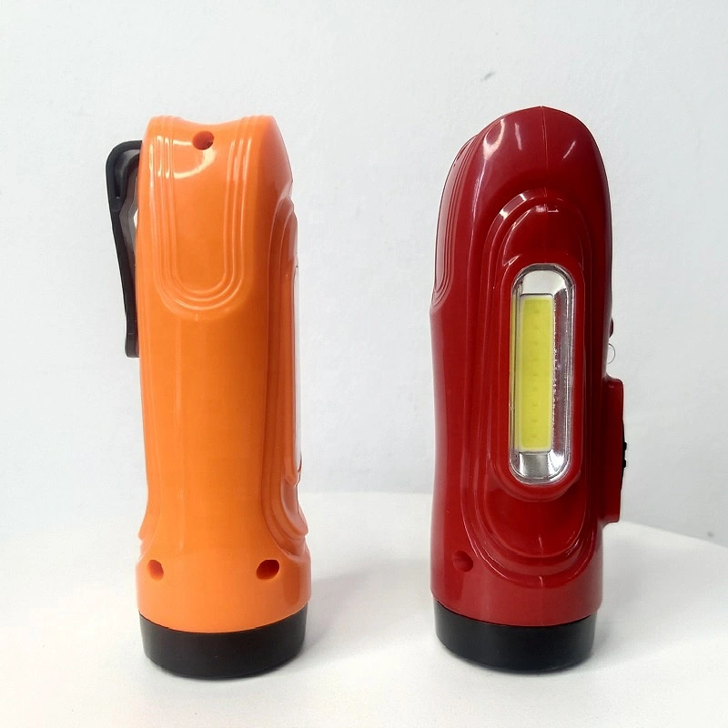 Portable plastic body rechargeable high power led mini flashlight with clip and side lamp