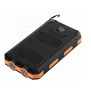 Customize top portable small USB mobile iphone charger waterproof solar power bank & power station with compass camping light
