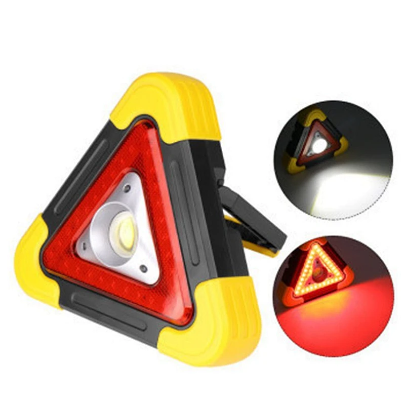 10W Red LED Triangle Roadside Warning Light 3*AA Dry Battery Multifunction Car Breakdown Emergency Triangle Safety Signal Light