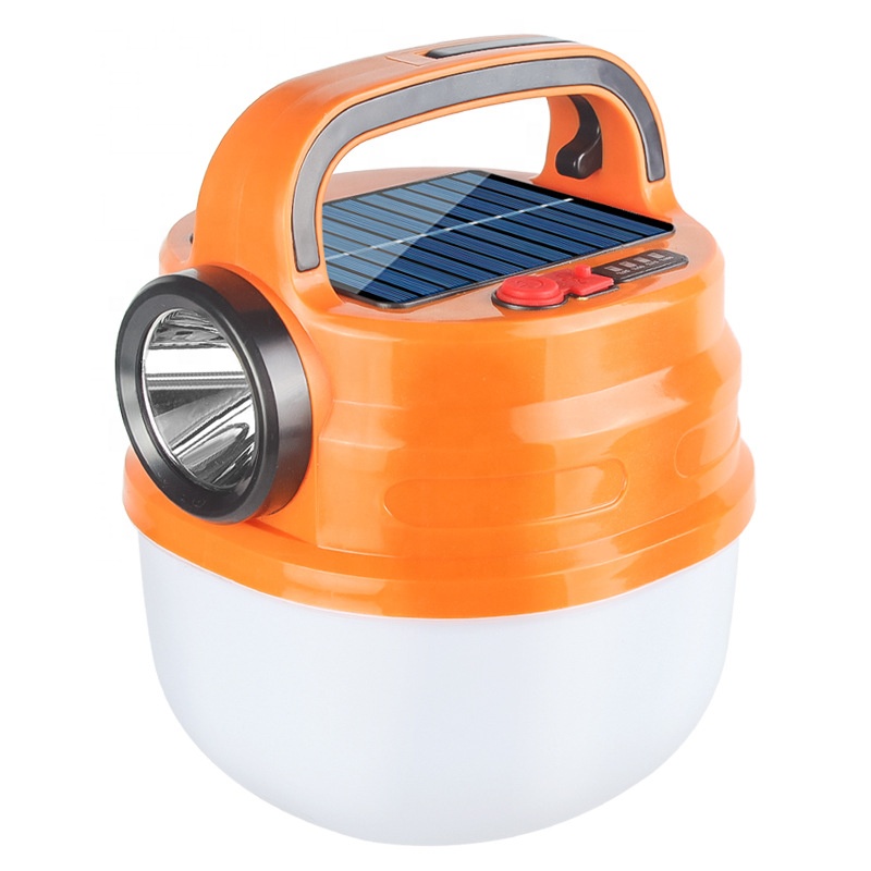 HB-V70 Solar Rechargeable Emergency Lantern with 1W Light + 32*LED Lamp Bead 1200mAh USB Charging Wire Handle Hook