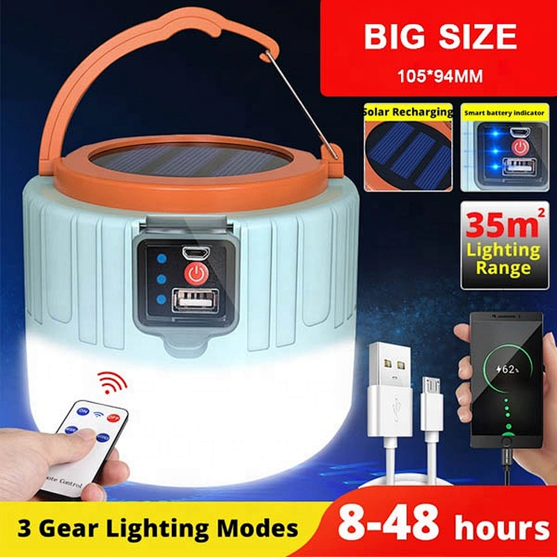 light camping Solar LED Camping Light USB Rechargeable Bulb Outdoor Tent Lamp BBQ Hiking Portable Solar Emergency Camping Lights