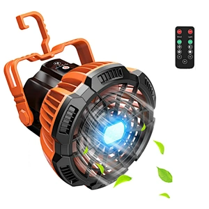 Portable Smart Ceiling Fan LED Light Rechargeable with Remote Control for Outdoor Camping home office