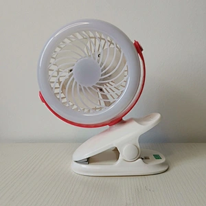 New 360 degree rotation foldable usb rechargeable baby stroller dc motor mini cordless desk  fan with LED lamp 4 inch
