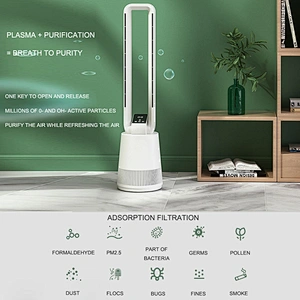 Factory price household bladeless tower fan 3 speed 9speed air cooled natural wind tower bladeless fan