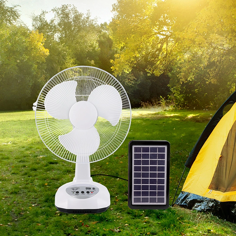 AC/DC Operation Metal Grill 12 Inches 3 Blades Rechargeable Home Solar Fans Rechargeable Electric Fan