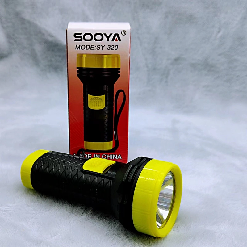 Cheap price portable mini  power supper brightness SY-320 2*AA dry battery led torch flashlight