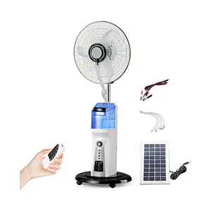 Battery Operated High Speed Rechargeable Pedestal Floor Stand Mist Fan Crown 12V Dc Solar Power Standing Fan with Remote Control