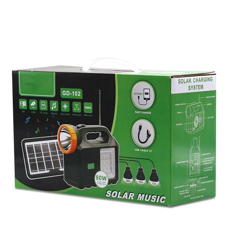 Mini multifunction solar light outdoor 5000mAh save energy removable storage power with solar panel radio 20W flashlight