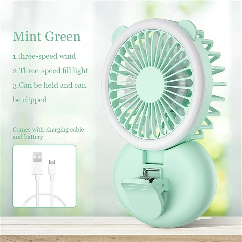 Neon-Glo Custom Laah Rgb Mini Lamparas Ventilateurs De Teto Rechargeable Electronic Usb Portatil Fan With Light