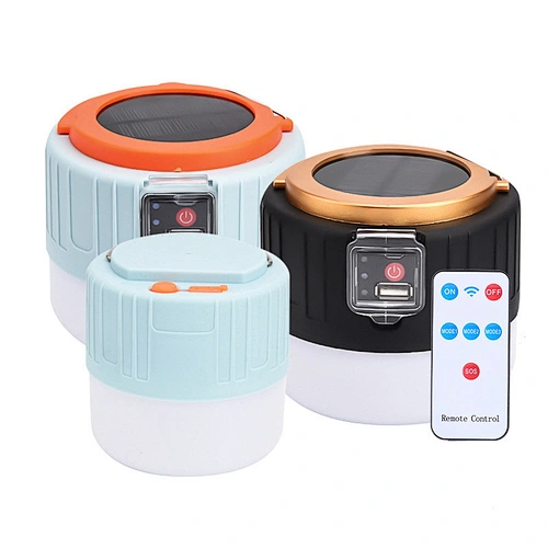Solar LED Camping Light Rechargeable For Outdoor Tent Lamp Remote Control Portable Lantern Emergency Lights For Hiking