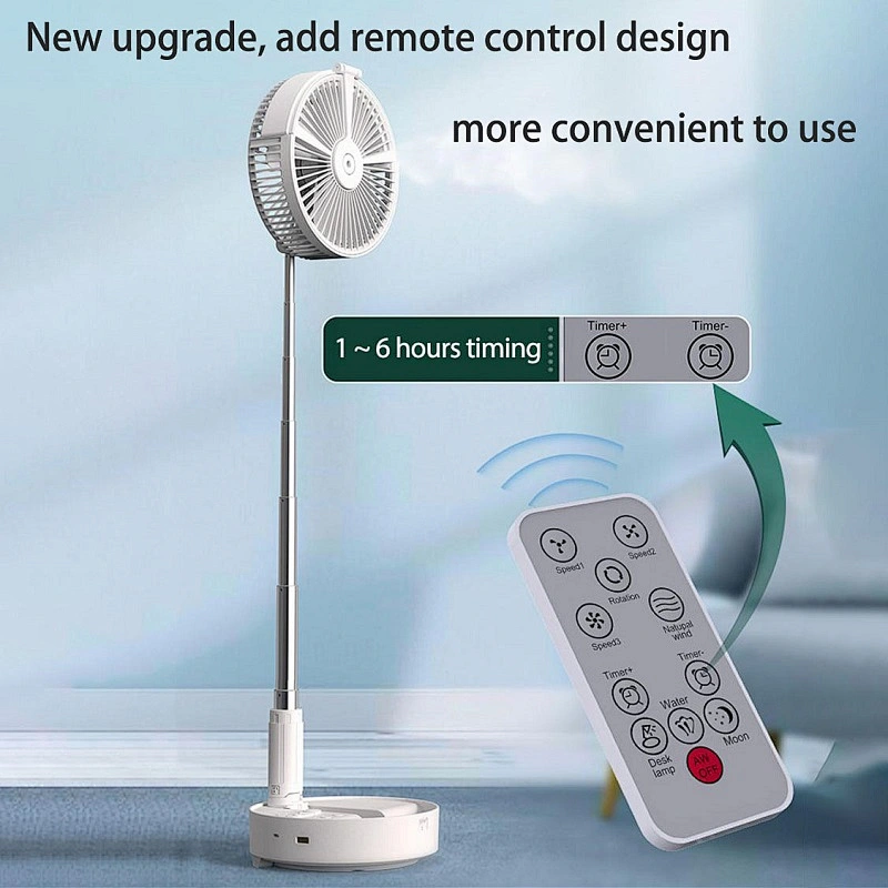 Folding  Portable Remote-control Unit Humidification Spray Water Air Cooling Mist Fan with Night Light