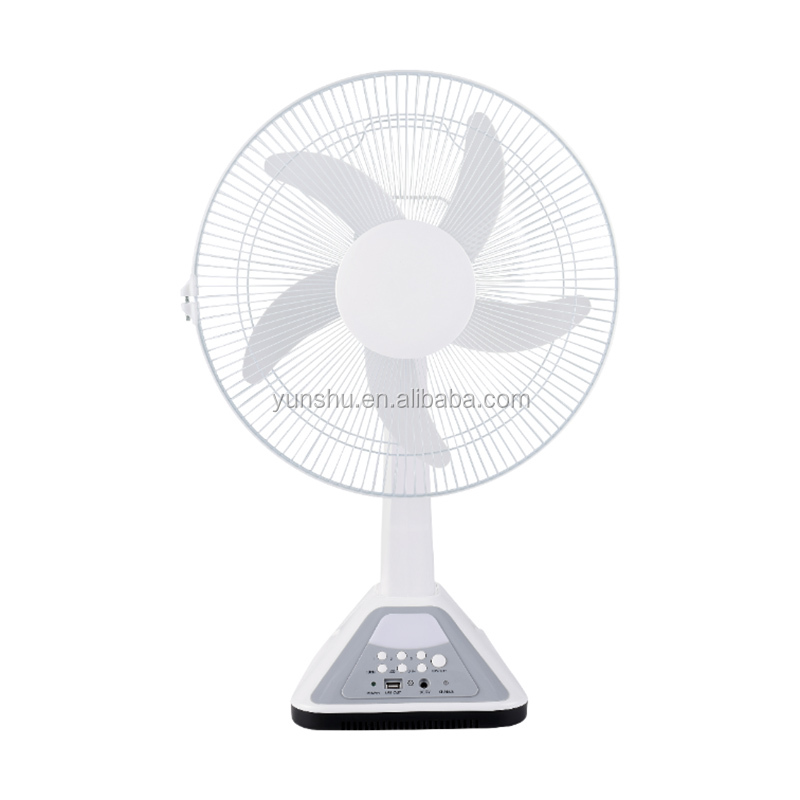 Rechargeable electric 16 inch emergency ac dc table fan with led lamp