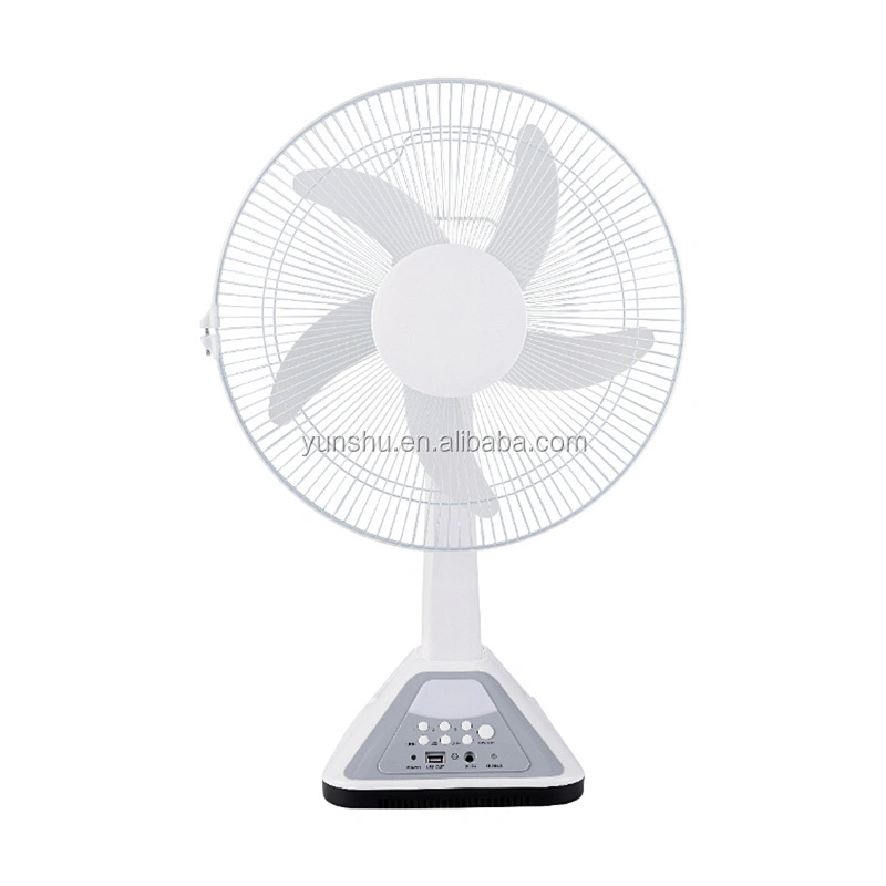 Rechargeable electric 16 inch emergency ac dc table fan with led lamp