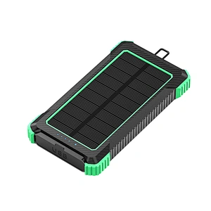 Custom cheap high quality small portable solar energy sharing camping emergency keychain power bank 10000mah with dual usb port