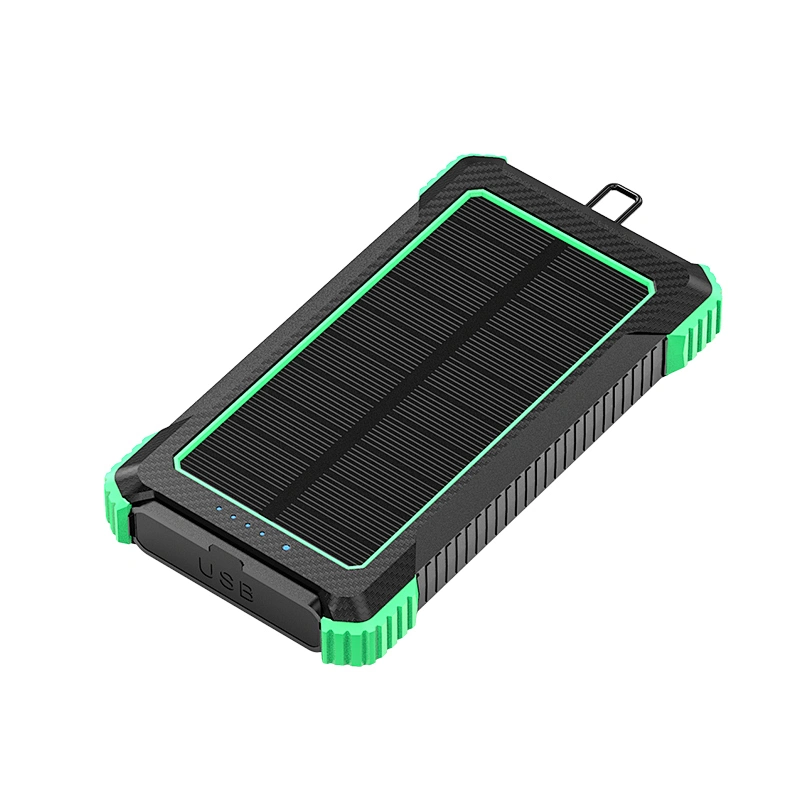 Custom cheap high quality small portable solar energy sharing camping emergency keychain power bank 10000mah with dual usb port