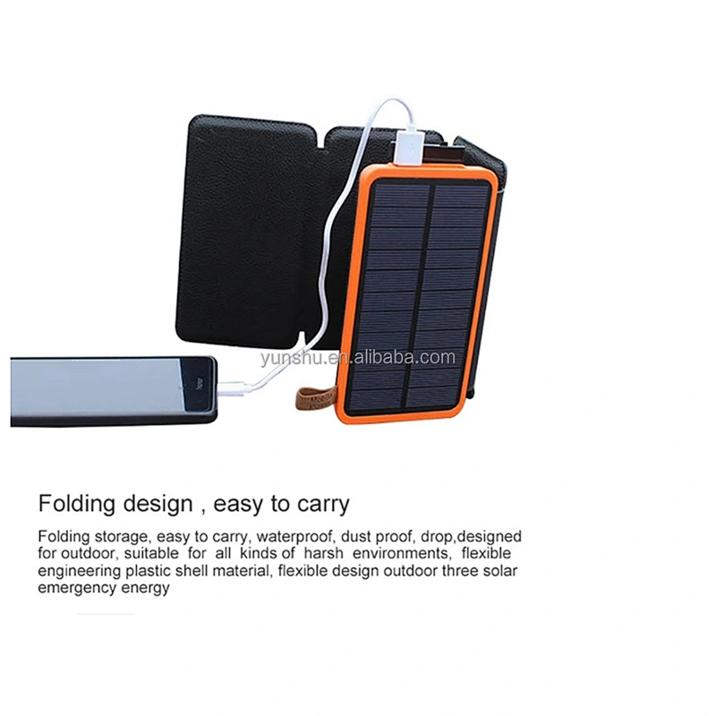 Portable cute folding charger travel powerbank led solar cell pack super capacitor mobile phone power bank with sos light