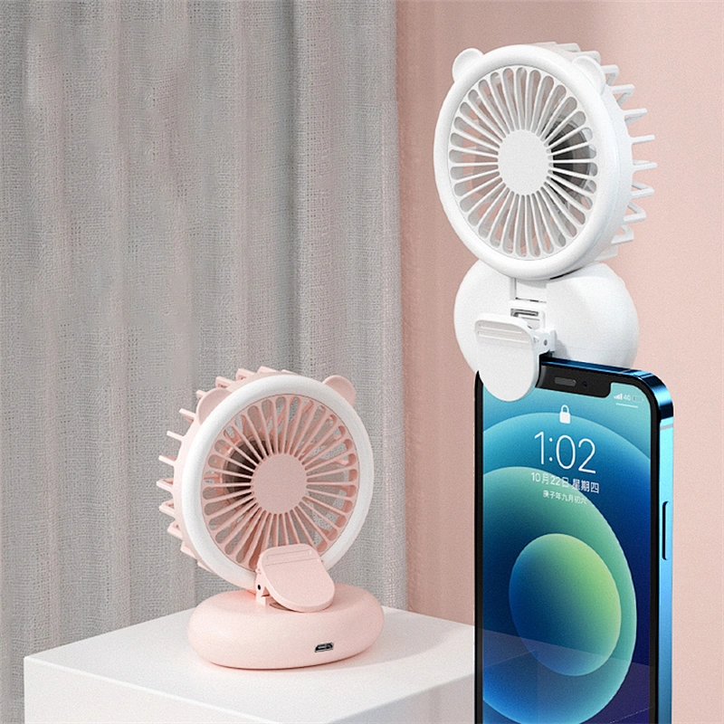 Small Ventilateur Rechargeable Hand Held Ventilado Portable Standing Electric Battery Clip Phone Mini SUB Fan With LED Light