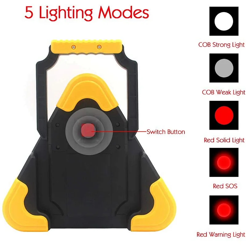 10W Red LED Triangle Roadside Warning Light 3*AA Dry Battery Multifunction Car Breakdown Emergency Triangle Safety Signal Light