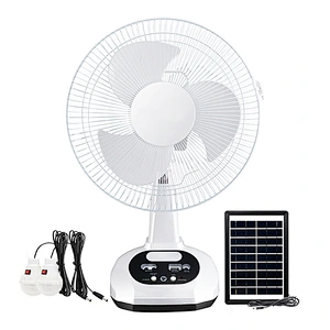 Hot selling 12 inch Solar charging table electric fan with power bank function portable and solar rechargeable fan