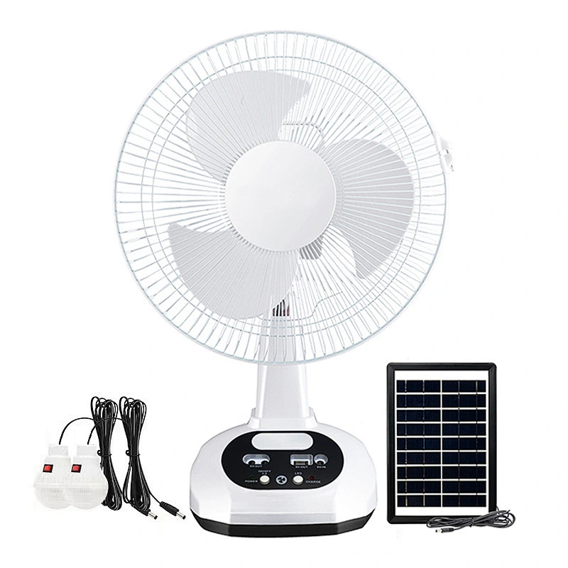 Hot selling 12 inch Solar charging table electric fan with power bank function portable and solar rechargeable fan