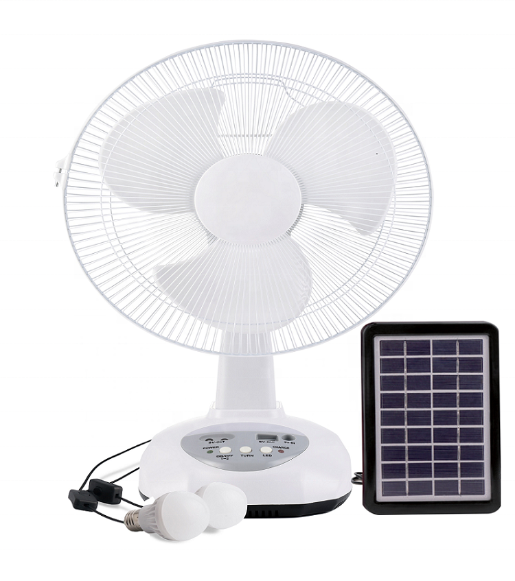 Factory price large capacity battery solar energy  powered 12 inch table fan with portable rechargeable solar panel for outdoor