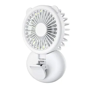 Mini Fill Light Fans Portable Hanging Neck Fan Silent USB Charging Air Cooling LED Light Clip-on Fan For Make Up