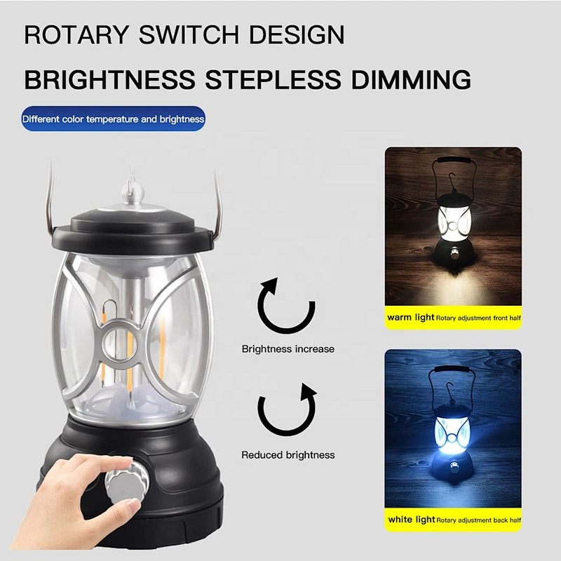 Rechargeable Waterproof Hanging Plastic Camping Lights Dimming Tent Lamp High Power Light LED Lantern for Outdoor activites
