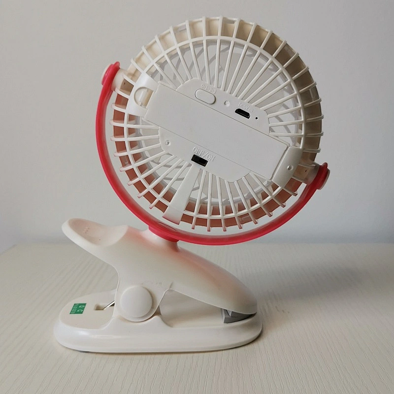 New 360 degree rotation foldable usb rechargeable baby stroller dc motor mini cordless desk  fan with LED lamp 4 inch