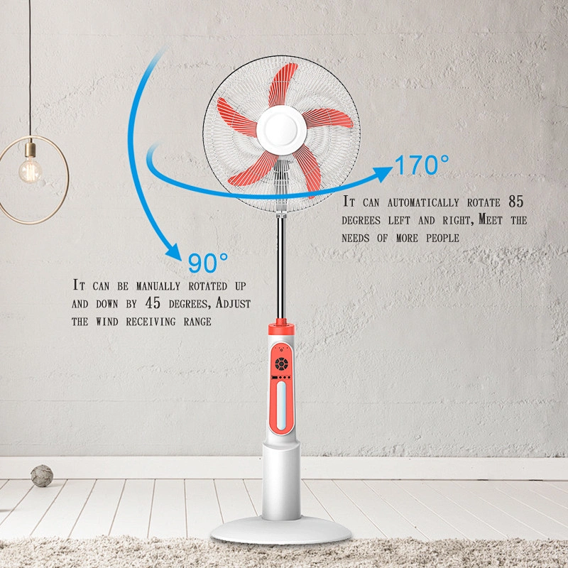 Factory Price Rechargeable Adjustable AC DC Charging With Solar Panel Electric Floor Stand Fan