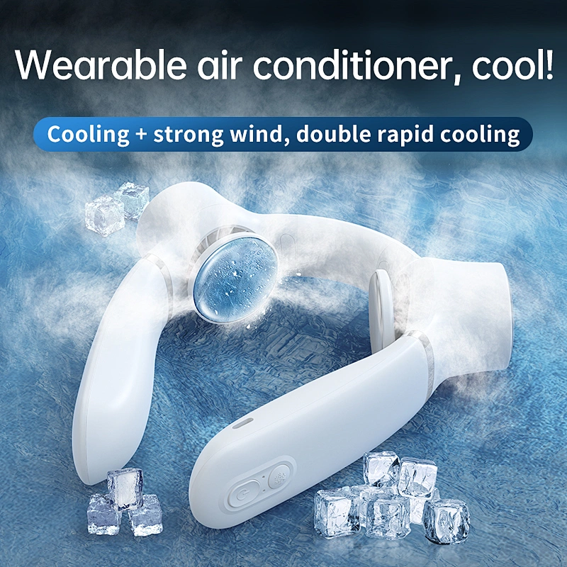 Wireless Portable Hanging Neck Fan Air Conditioner Hot and Cold Wind Wearable Neck Fans Rechargeable
