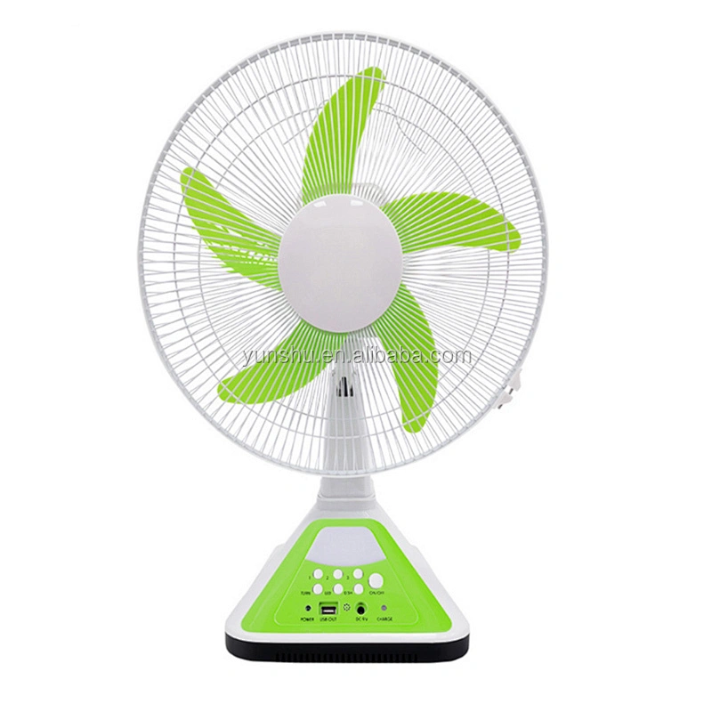 Rechargeable electric 16 inch emergency ac dc table fan with led lamp
