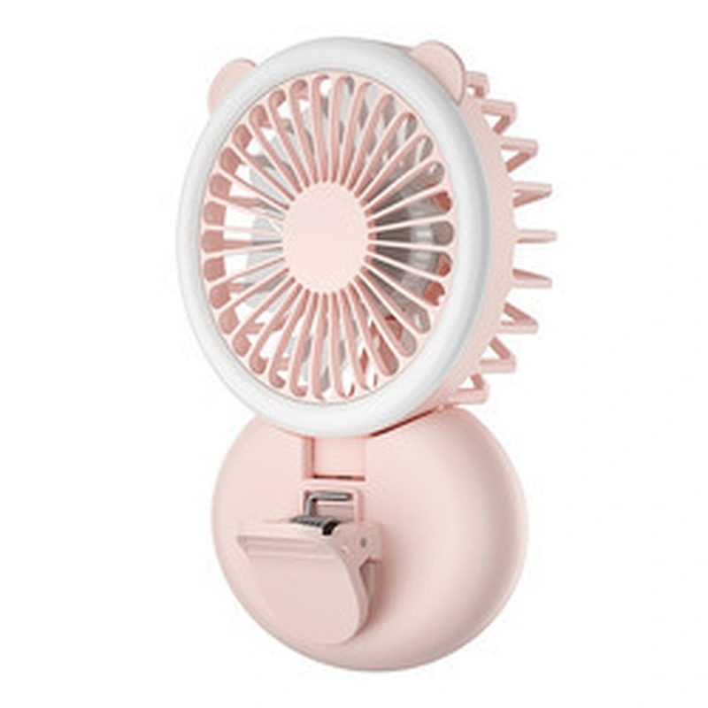 Mini Fill Light Fans Portable Hanging Neck Fan Silent USB Charging Air Cooling LED Light Clip-on Fan For Make Up