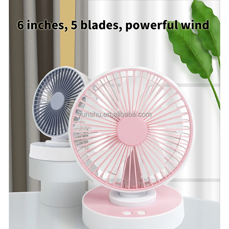 New smart usb rechargeable portable powerful cooling desk fan led 6 inch 4 inch