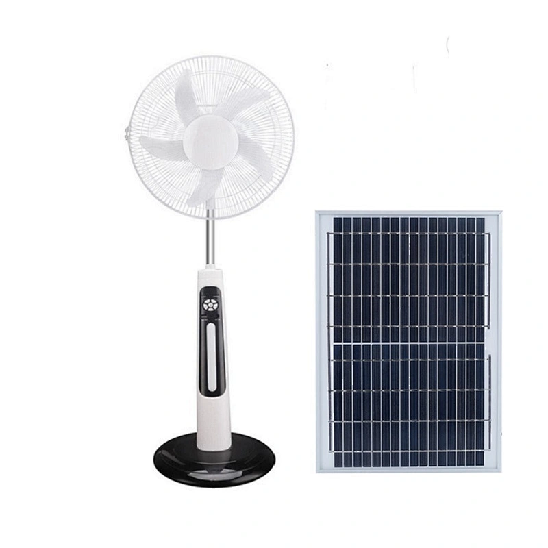 18 inch AC DC 12V Charging 5 Blade rechargeable solar stand fan with panel and battery