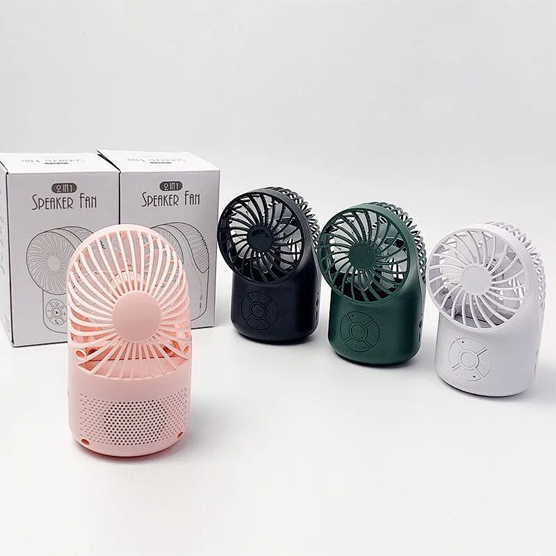 Rechargeable  2 in 1 portable speaker fan custom LOGO Wireless speaker Fan Adjustable mini small fan cooling speaker