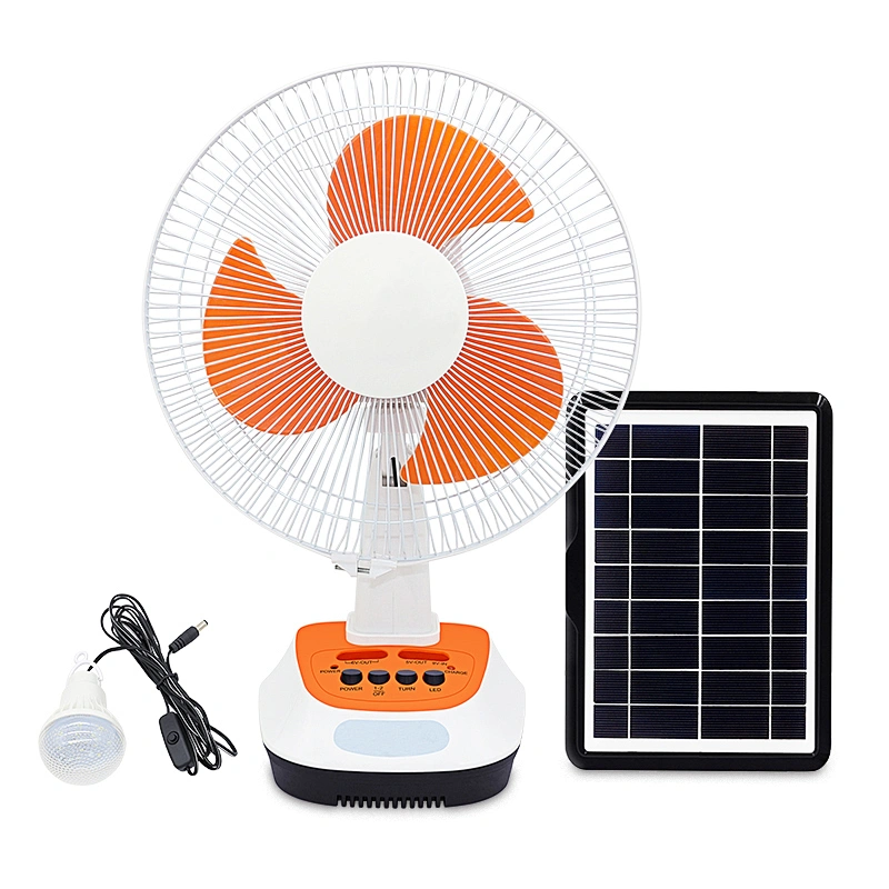 AC DC 12 INCH Air Cooler 3 Speeds 6V Electric Desk Fans Cooling Charging Solar With LED Light Rechargeable Table Fan