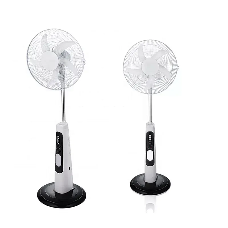 18 inch standing fan Use 12v AC DC Charging Personal Metal Blade Pedestal Battery Solar Rechargeable Fan with Light