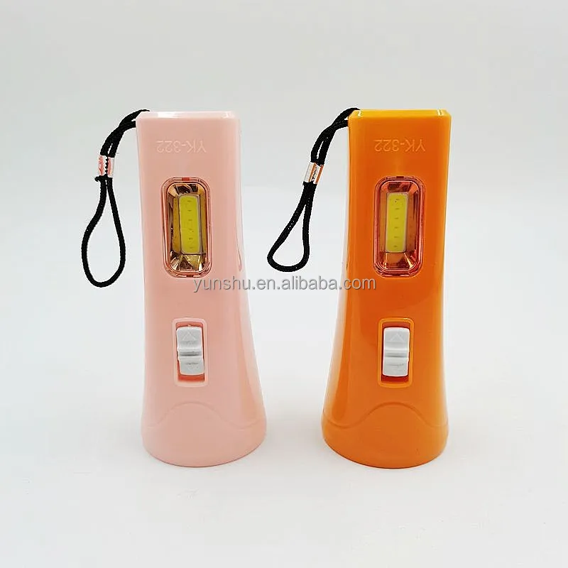 Wholesale Household Mini Portable 2 aa cheap plastic hand 2aa batteries torch flash light led flashlights with side cob light