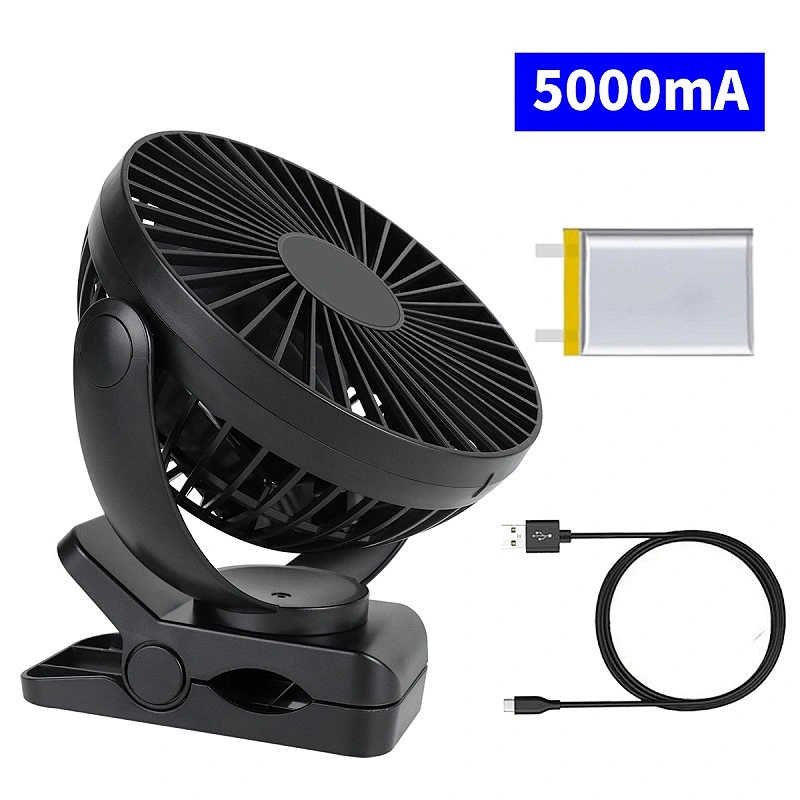 Nwe 5000mAh Rechargeable Portable Table Fan Mini Desk Clip Fan For Baby Stroller Car Outdoor Travel Camping Tent
