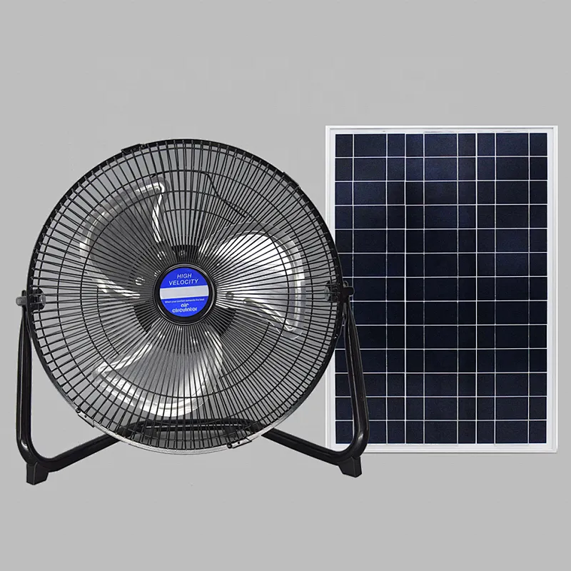 12 inch DC AC solar power outdoor camping portable adjustable wide angle rechargeable powered fan for Household Camping Fish