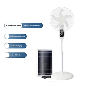 Rechargeable Solar Standing Fan With Solar Panel Stand Plastic Electric Solar Powered Fan
