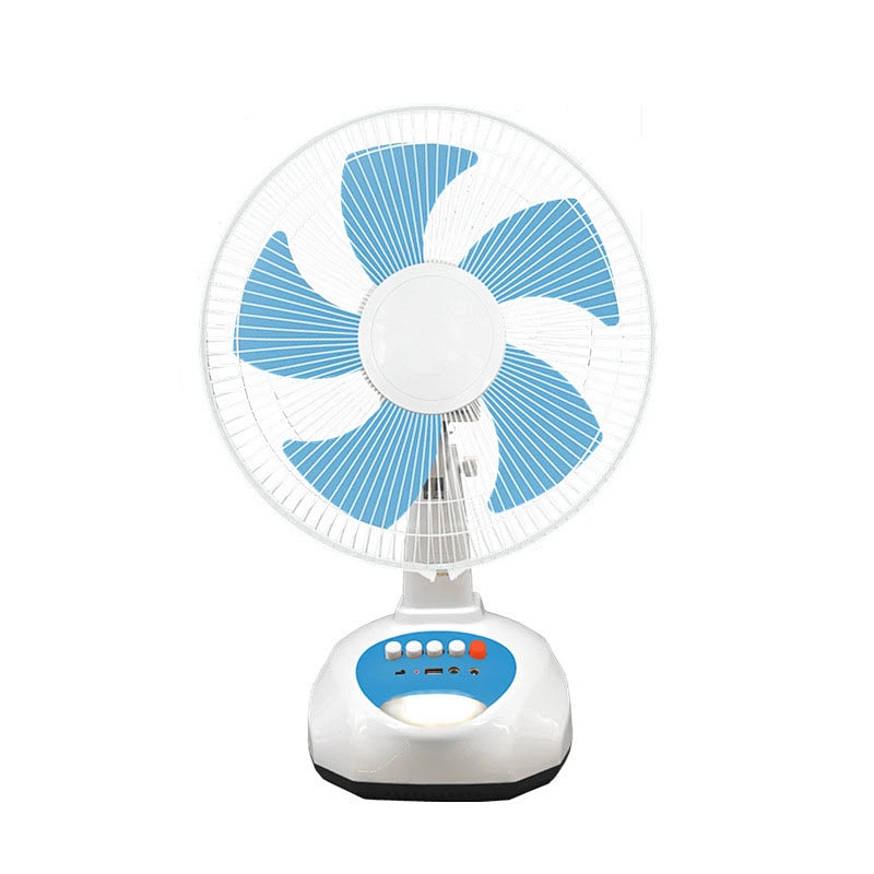 Emergency rechargeable Solar power 12 inch DC AC standing fan with lighting for outdoor