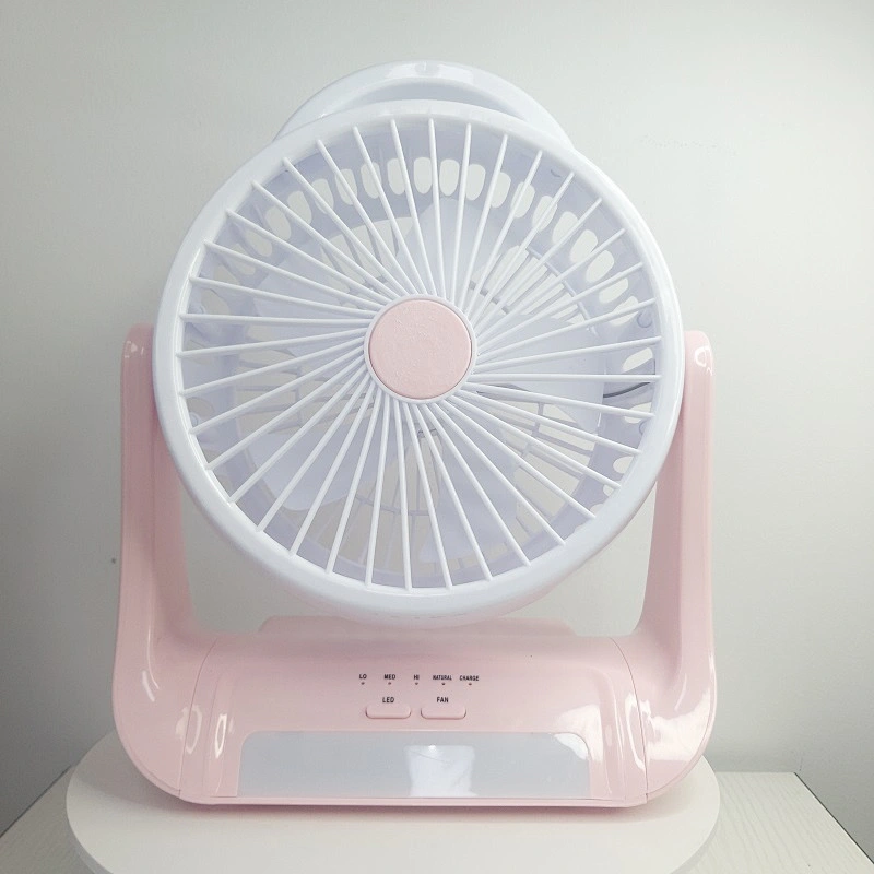Custom  portable wireless usb rechargeable air circulation desk stand electric fan with led light DC motor 5V 12V 6 8 12 16 inch