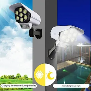 Solar Motion Sensor led wall Light Outdoor Simulation Monitoring Security model Surveillance Cameras Human body induction