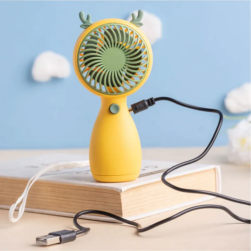 Rechargeable Small Personal Cute Rabbit Ears Handheld Portable Air Cooler Mini Fan USB Charging Summer Cooling Conditioner